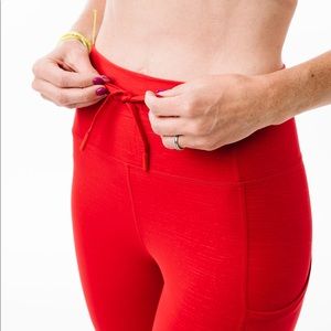 Zyia Red Lined Battleship Pocket Drawstring Luxe